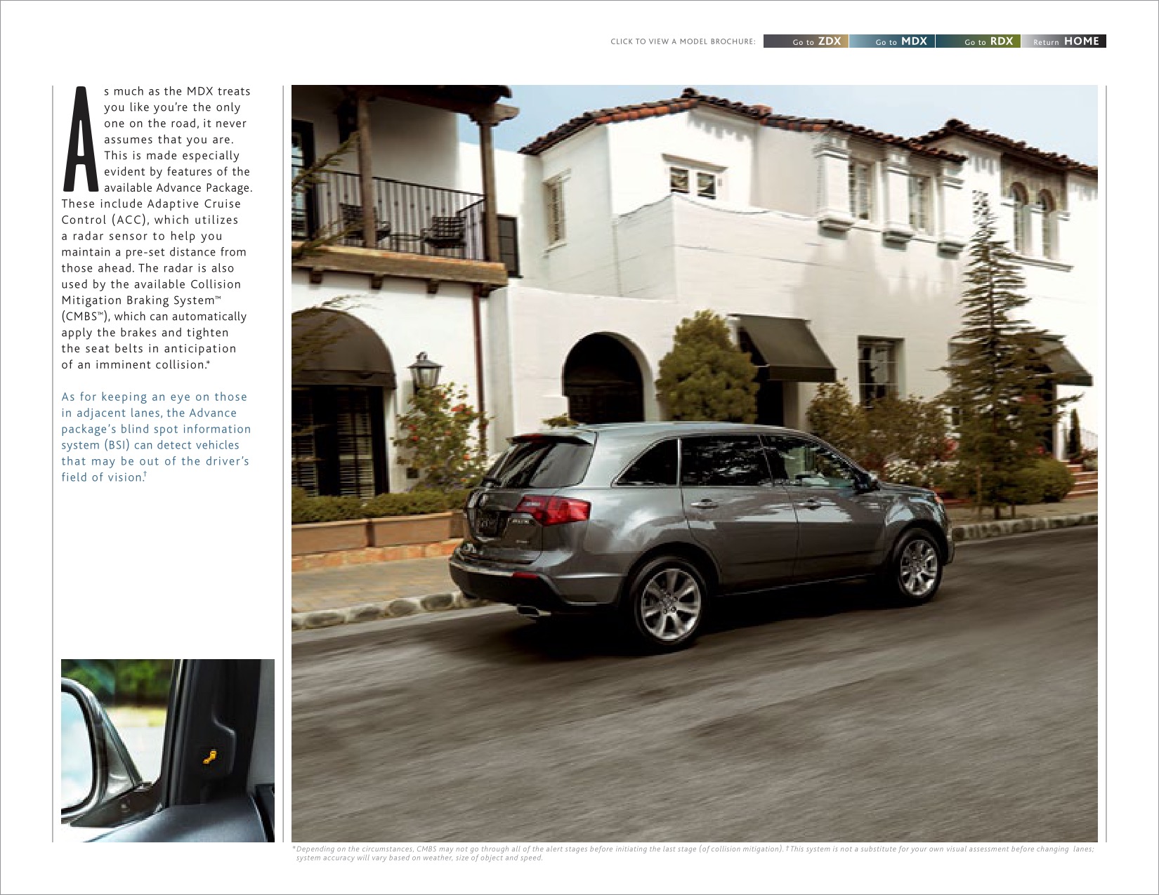 2012 Acura ZDX MDX RDX Brochure Page 1